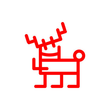 Cartoon deer marker style, red illustration. Christmas decoration, isolated. Png