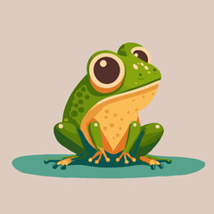 green frog character logo mascot design in cartoon for business branding