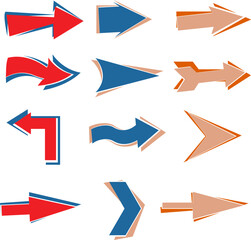 Set of arrows. Arrow icons are set for websites and apps. 