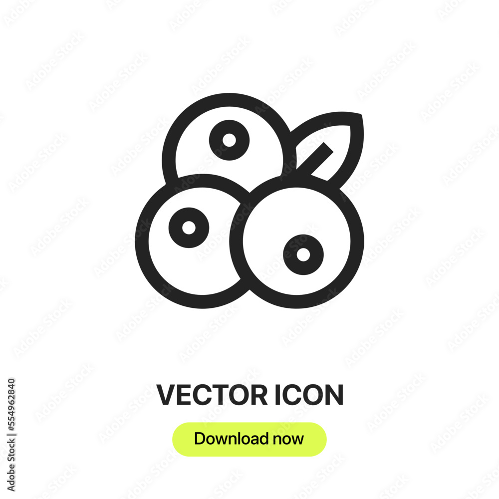 Poster blueberry icon vector. linear style sign for mobile concept and web design. blueberry symbol illustr
