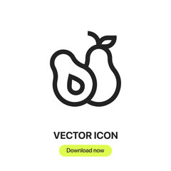 avocado icon vector. Linear style sign for mobile concept and web design. avocado symbol illustration. Pixel vector graphics - Vector.