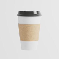 3d stylish coffee cup mockup with white plain background realistic render 