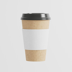 3d stylish coffee cup mockup with white plain background realistic render 