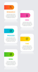 Vertical infographic design with icons and 5 options or steps. Thin line. Infographics business concept. Can be used for info graphics, flow charts, presentations, mobile web sites, printed materials.