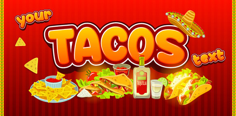 tacos text effect template design with bold font style and cartoon concept use for brand and business logo