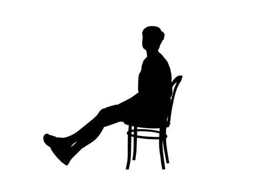 recommend clip art: silhouette of a woman sitting on chair with stretched legs on white background