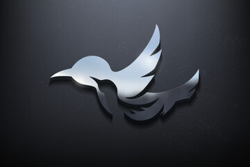 Obraz na płótnie Canvas Birds 3D Logo Design, Shiny Mockup Logo with Textured Wall. Realistic Vector