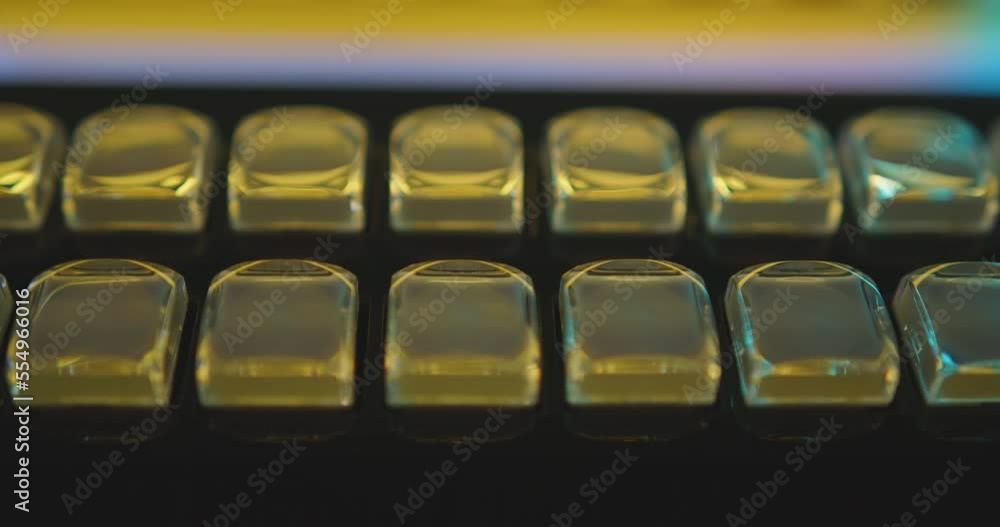 Poster rows of transparent buttons on futuristic control panel in studio light