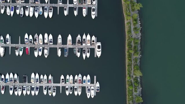aerial view of a marina
