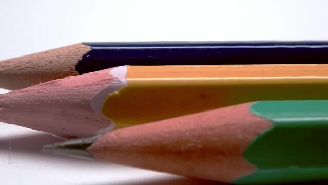 close-up of slate pencils on an office white table. Workplace.