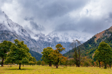 Fototapeta na wymiar Ahornboden during autumn (Eng Valley, Tyrol, Austria)