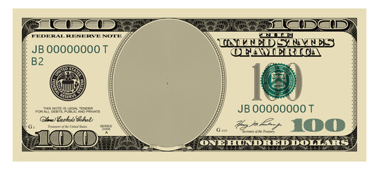 US Dollars 100 seria 2006 - banknote100 -American dollar bill cash money isolated on white background. - obrazy, fototapety, plakaty