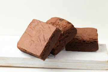 Delicious brownies of chocolate isolated on white background.