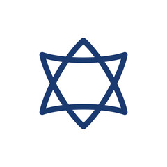 Line Jewish star of David from curved, intersecting triangles vector illustration with editable stroke