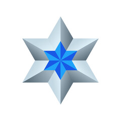 Jewish star of David like mineral with diamond in center in form six-pointed star vector illustration