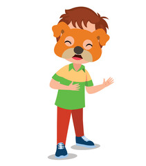 cute boy with dog mask