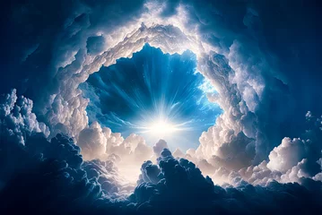 Zelfklevend Fotobehang Creation of heaven and earth. Generative AI © Sunshower Shots