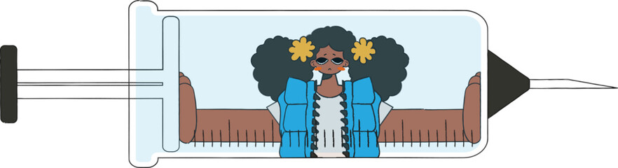 Obraz premium Girl inside the syringe. Drug addiction.