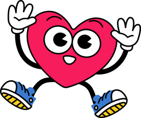 Heart Character pose slides down on the screen 