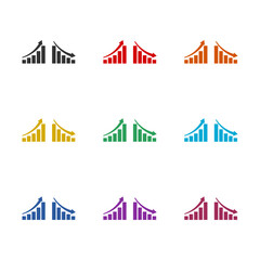 Fototapeta premium Charts going up and down icon isolated on white background. Set icons colorful