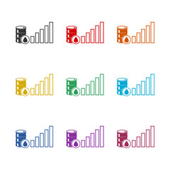  Growth of price for petroleum  icon isolated on white background. Set icons colorful