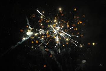 Fototapeta premium Colorful fireworks in the night sky.