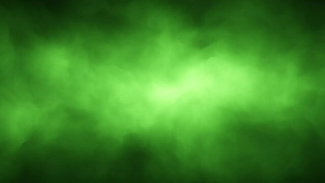 Volumetric hazy fog or green dramatic smoke wisps seamless looping animation background.