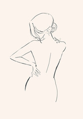 Simple hand drawn trendy line silhouette woman. Modern minimalism art, aesthetic contour. Abstract women's silhouette, minimalist style. Scandinavian print
- 554976650