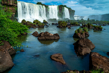 Fototapeta na wymiar Iguazu Falls on the border of Brazil and Argentina in South America. the largest waterfall system on Earth