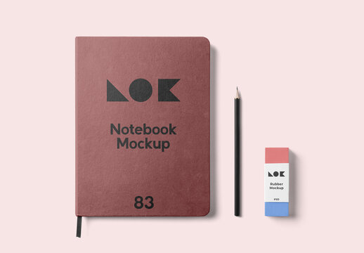 Notebook with Rubber Mockup