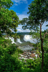 Iguazu Falls on the border of Brazil and Argentina in South America. the largest waterfall system on Earth