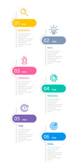 Vertical infographic design with icons and 6 options or steps. Thin line. Infographics business concept. Can be used for info graphics, flow charts, presentations, mobile web sites, printed materials.