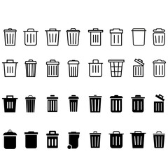 Rubbish icon vector set. trash can illustration sign collection. Delete symbol. Recycling logo.
