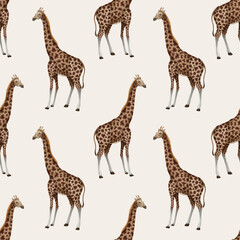 Seamless pattern with giraffe. Vector.