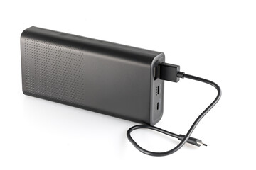 Additional self-contained external battery for charging mobile and other device. Power bank...