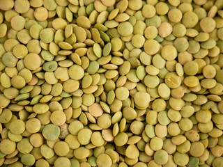 dried green lentils, edible dried lentils, close-up green dried lentils,