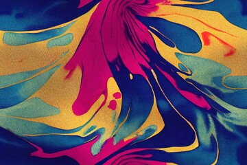 Horses in a seamless abstract watercolor marbling tie-dye pattern on a white background. Generative AI