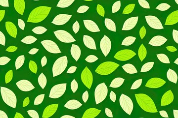 Seamless leaf pattern in green over the whole backdrop Generative AI