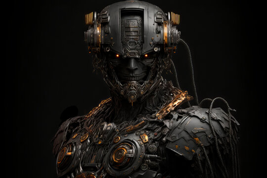 Robots. Soldier Robot hyper realistic. Conceptual project 2025. Futuristic interpretation. Illustration for advertising, cartoons, games, blockbusters, print media. My collection.