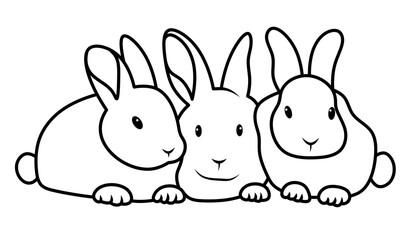 Obraz na płótnie Canvas Three drawn rabbits. Isolated illustration of cute rabbits. Pet.