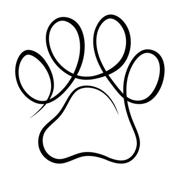 recommend clip art: Dog footprint. Dog logo. Line art dog paw. Isolated illustration of pet paw print.