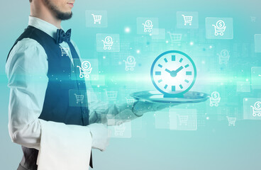 Waiter serving business idea concept