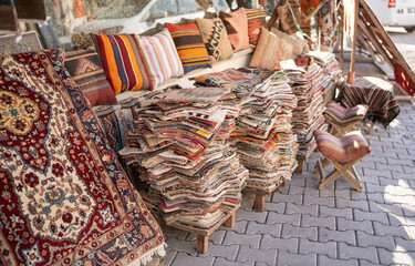 Fototapeta na wymiar Handmade carpet shop in Cappadocia in Turkey