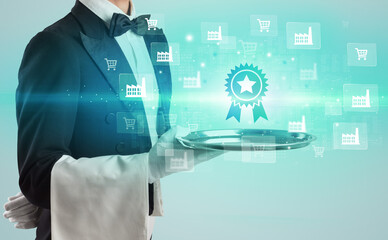 Waiter serving business idea concept