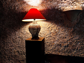 Retro Lamp. Decorative Lamp on dark background.