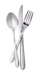 Fork, spoon and knife on transparent background. png file
