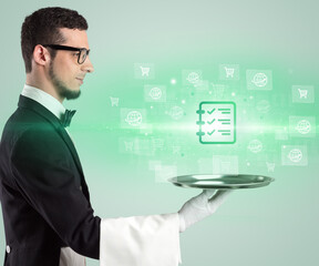 Waiter serving business idea concept