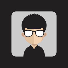 a person with glasses. Logotype male avatar icon design with black background