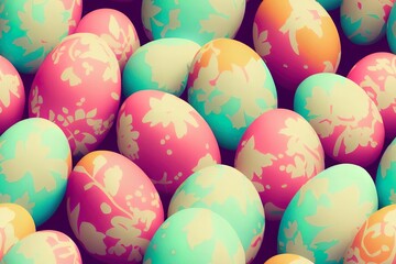 Fototapeta na wymiar Easter Eggs, Illustration, Seamless Ornament Pattern Generative AI