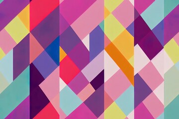 Rainbow flower abstract geometric design in purple, pink, orange, green, blue, yellow, and white. Generative AI